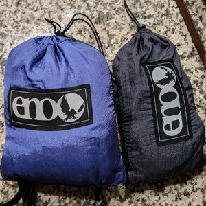 Purple and green doublenest eno hammock